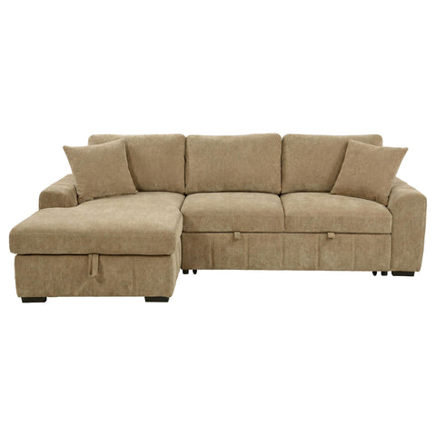 Hagen Upholstered Sleeper Sectional Sofa LAF Chaise Camel