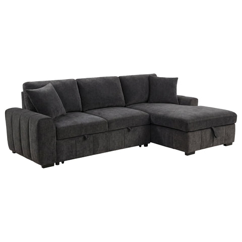 Hagen Upholstered Sleeper Sectional Sofa RAF Chaise Grey