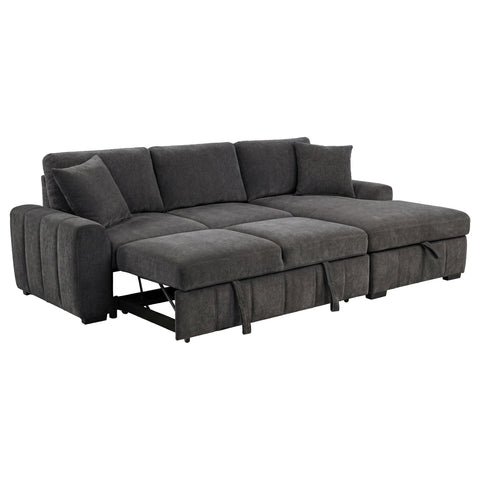 Hagen Upholstered Sleeper Sectional Sofa RAF Chaise Grey