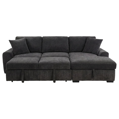 Hagen Upholstered Sleeper Sectional Sofa RAF Chaise Grey