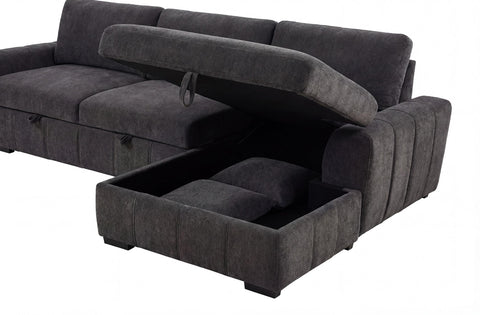 Hagen Upholstered Sleeper Sectional Sofa RAF Chaise Grey