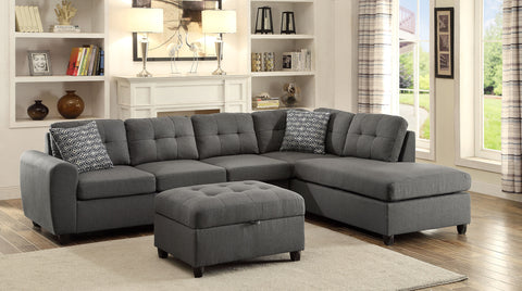 Winchester Sectional Sofa with Storage Ottoman Set GreyGrey