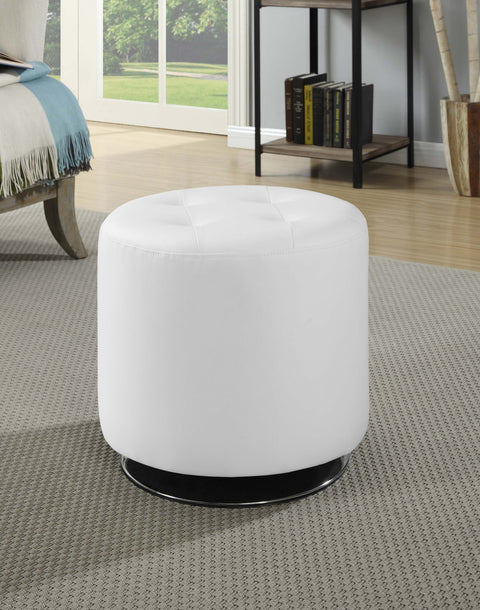 Prescott Round Upholstered Tufted Swivel Ottoman WhiteWhite