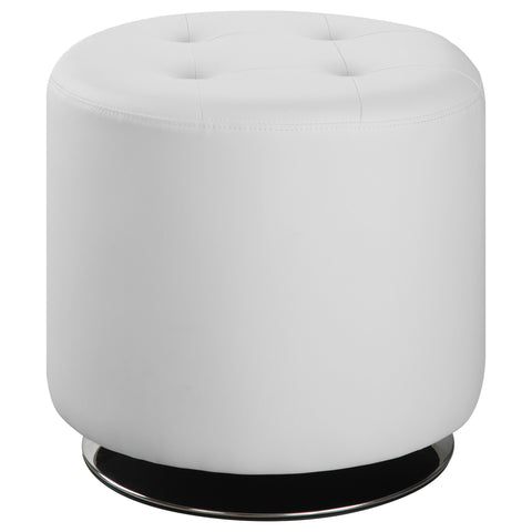 Prescott Round Upholstered Tufted Swivel Ottoman WhiteWhite