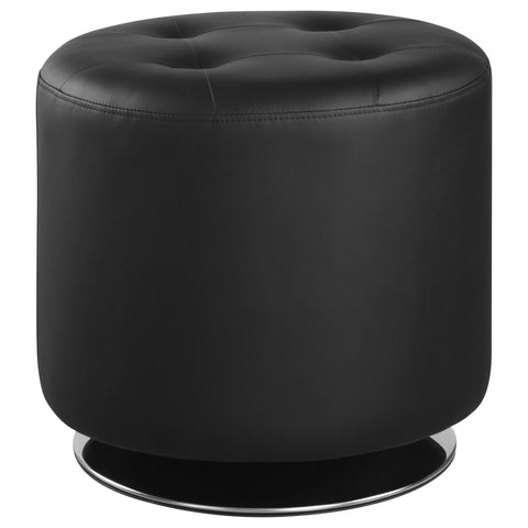 Prescott Round Upholstered Tufted Swivel Ottoman BlackBlack