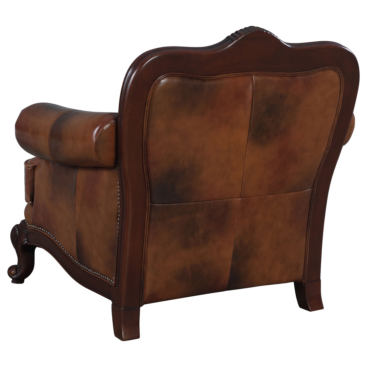 carnell full leather upholstered rolled arm chair brownbrown