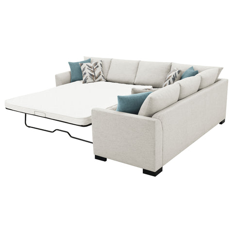 Crestmore Chenille Upholstered Sleeper Sectional Sofa GreigeGreige