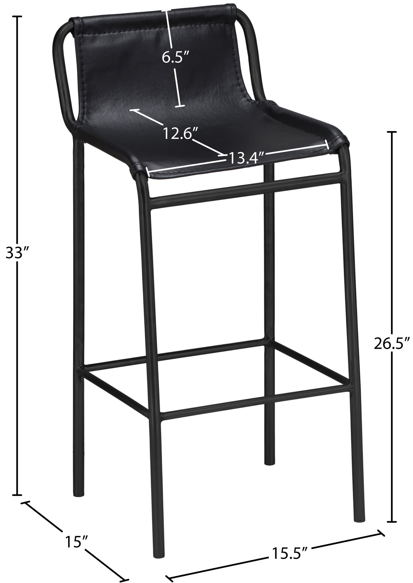 rita black faux leather counter stool c