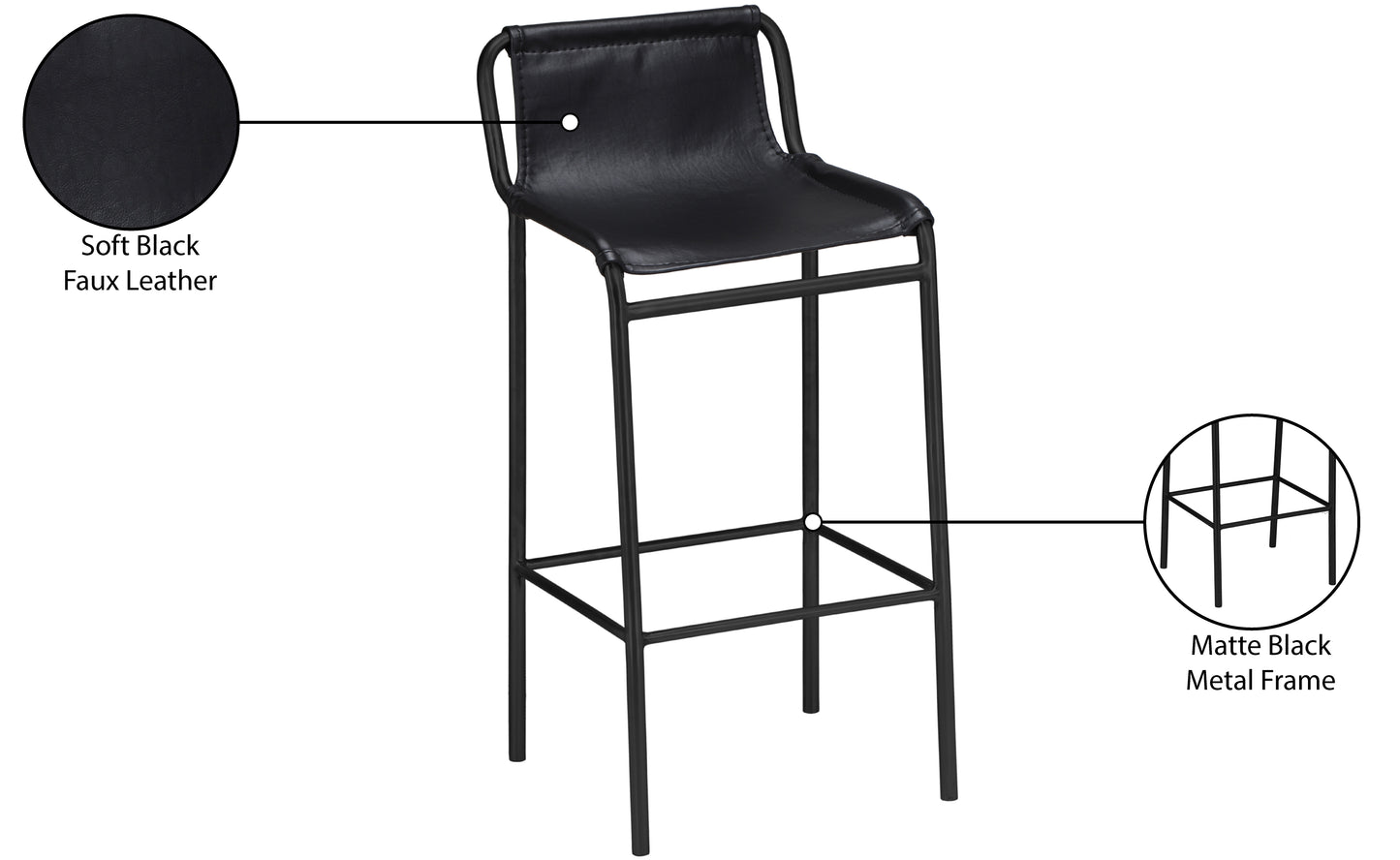 rita black faux leather counter stool c