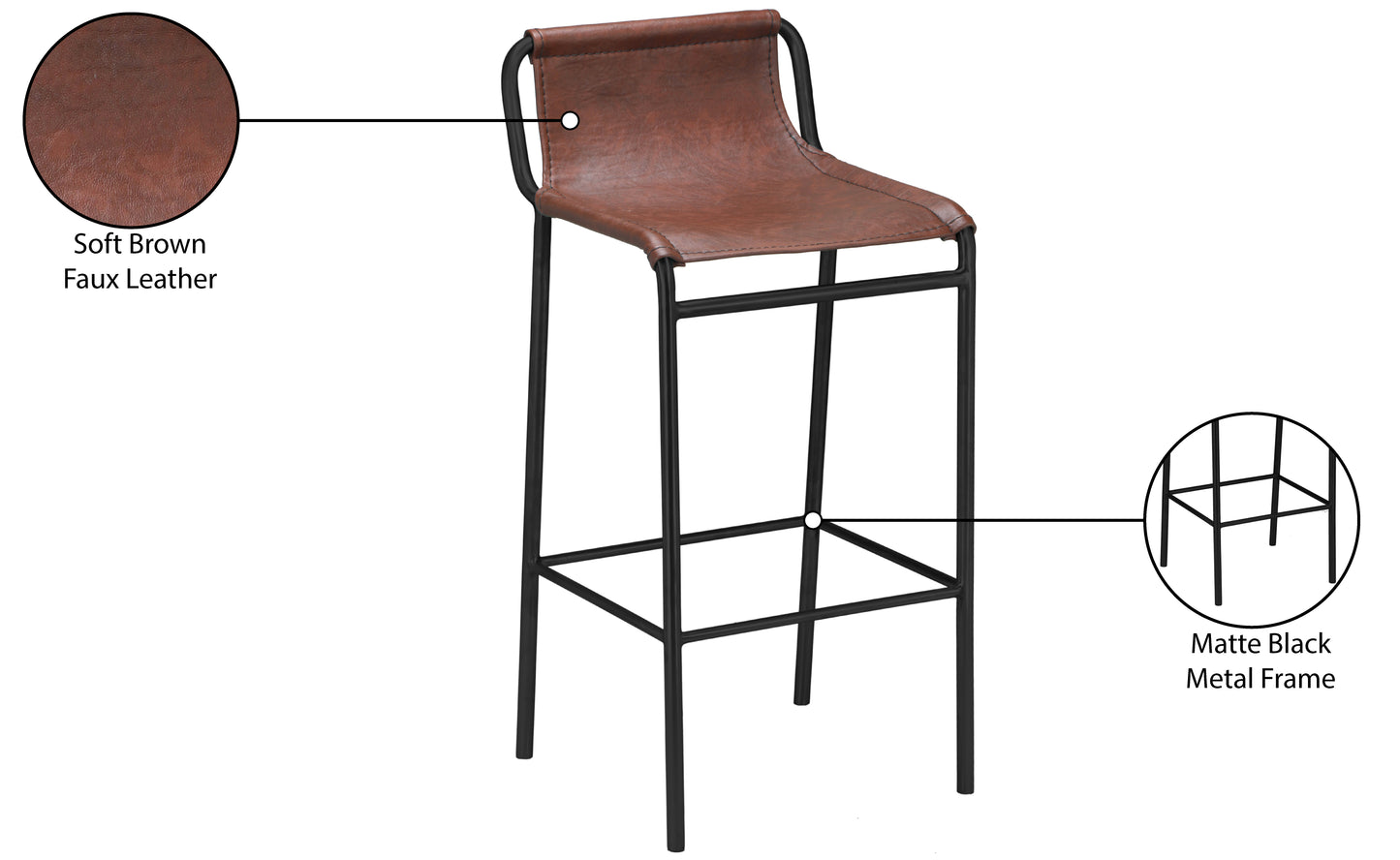 rita brown faux leather counter stool c