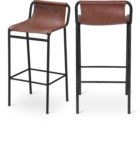 Greer Brown Vegan Leather Upholstered Counter Stool, 1 Piece