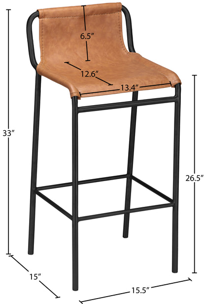 Rita Cognac Faux Leather Counter Stool C