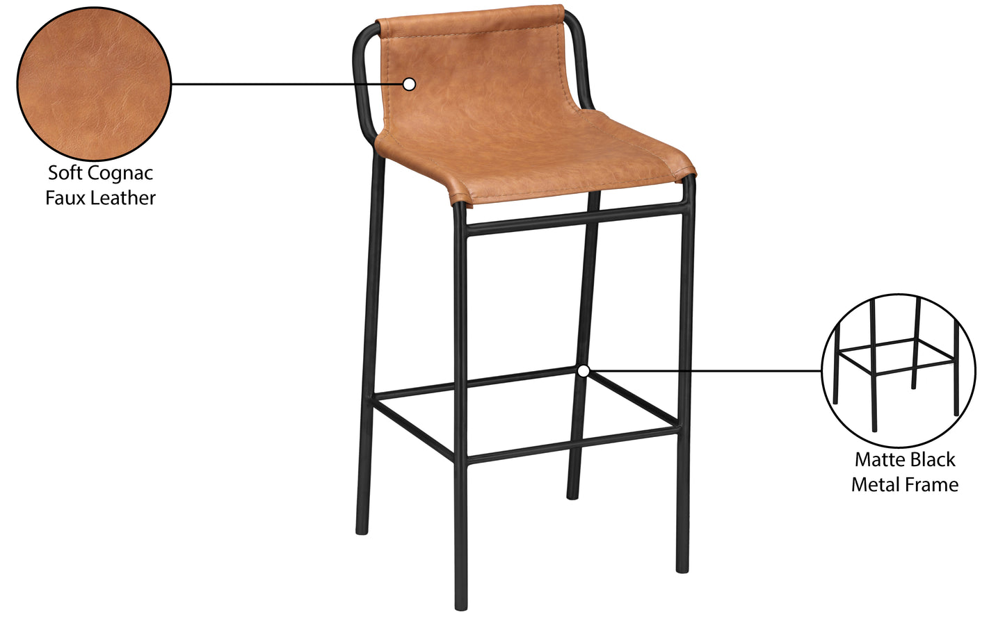 rita cognac faux leather counter stool c