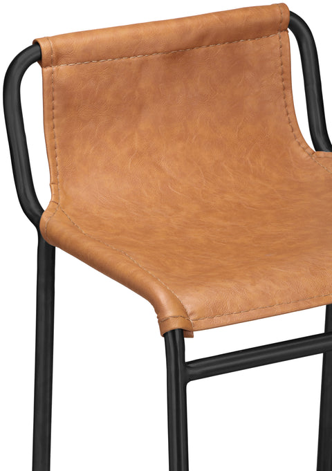 Rita Cognac Faux Leather Counter Stool C