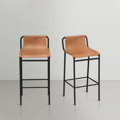 Rita Cognac Faux Leather Counter Stool C