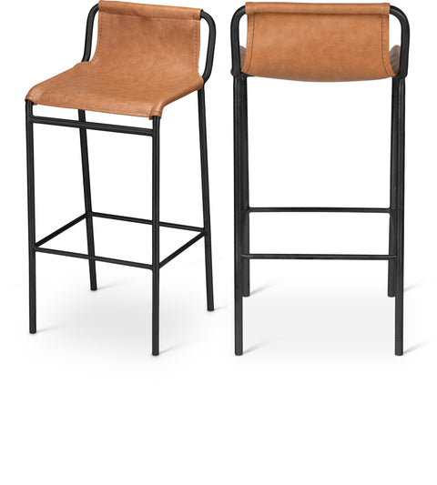 Greer Cognac Vegan Leather Upholstered Counter Stool, 1 Piece