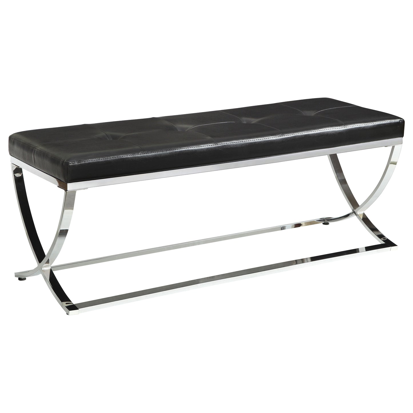 declan leatherette upholstered tufted accent bench blackblack