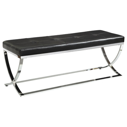 Declan Leatherette Upholstered Tufted Accent Bench BlackBlack