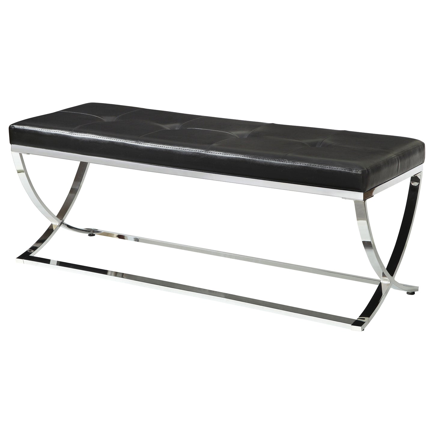 declan leatherette upholstered tufted accent bench blackblack