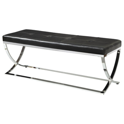 Declan Leatherette Upholstered Tufted Accent Bench BlackBlack