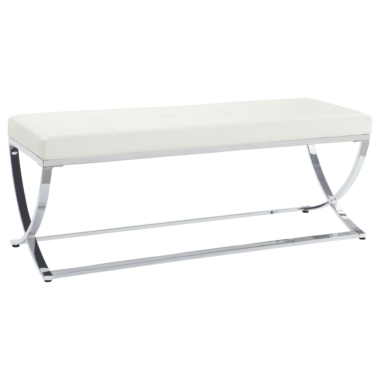 declan leatherette upholstered tufted accent bench whitewhite