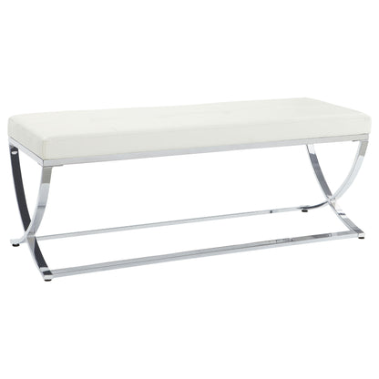 Declan Leatherette Upholstered Tufted Accent Bench WhiteWhite