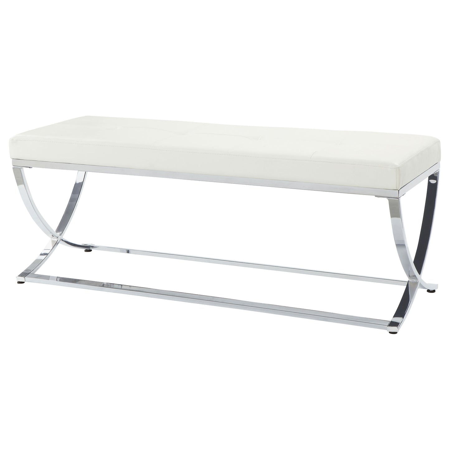 declan leatherette upholstered tufted accent bench whitewhite