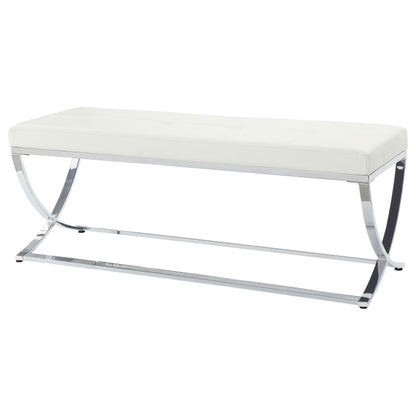 Declan Leatherette Upholstered Tufted Accent Bench WhiteWhite