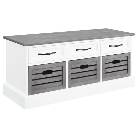Abelardo 3-drawer Storage Bench White and Weathered GreyGrey