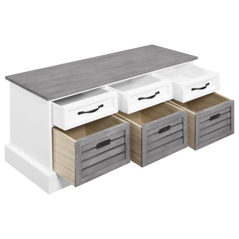 Abelardo 3-drawer Storage Bench White and Weathered GreyGrey