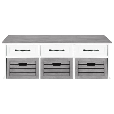 Abelardo 3-drawer Storage Bench White and Weathered GreyGrey