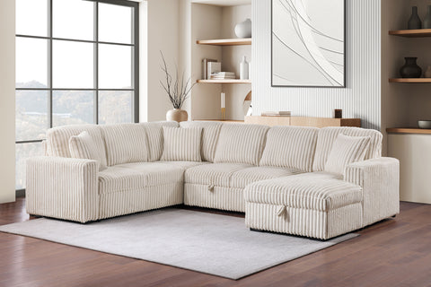 Sabat Sleeper Sectional Sofa Storage Chaise Camel