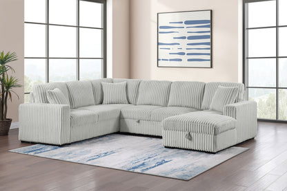 Sabat Sleeper Sectional Sofa Storage Chaise Grey