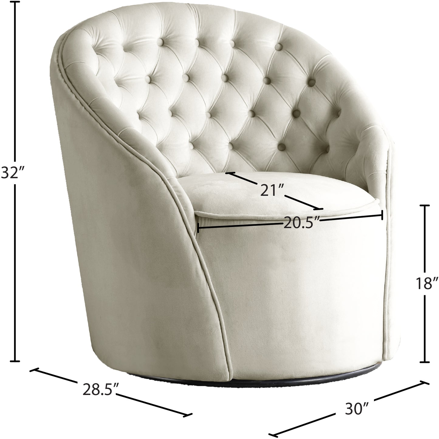 gardenia cream velvet accent chair cream