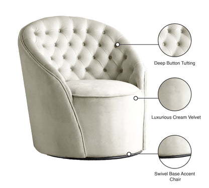 Gardenia Cream Velvet Accent Chair Cream