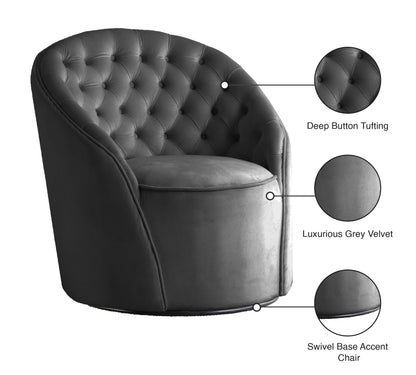 Gardenia Grey Velvet Accent Chair Grey