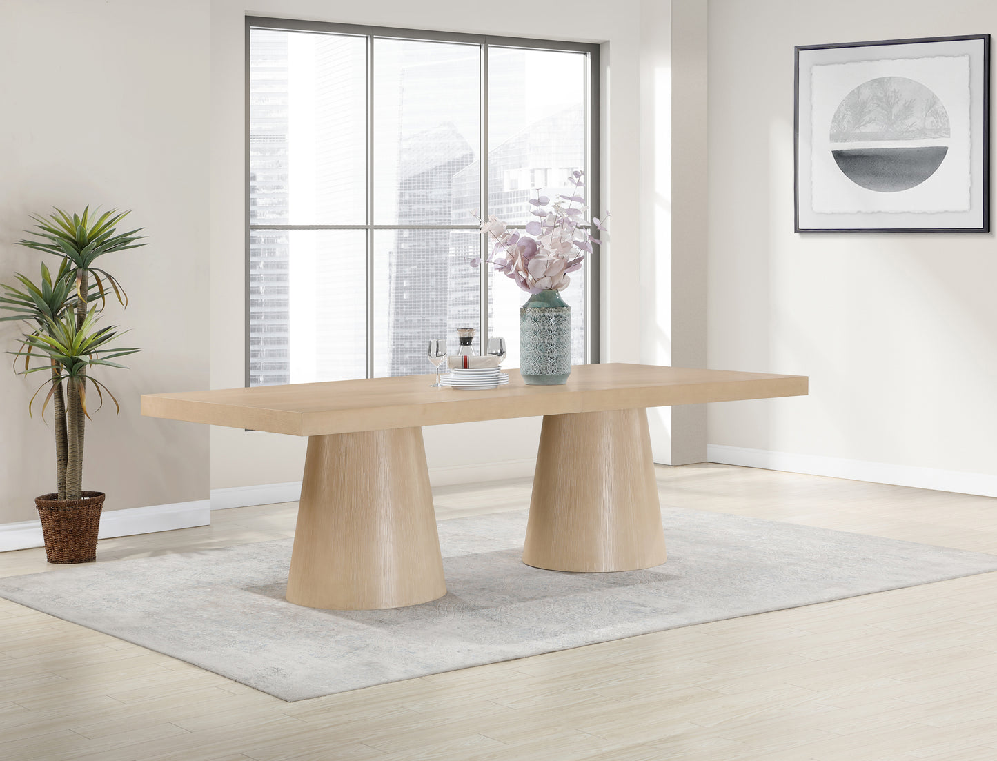 carlyle natural oak veneer dining table (3 boxes)