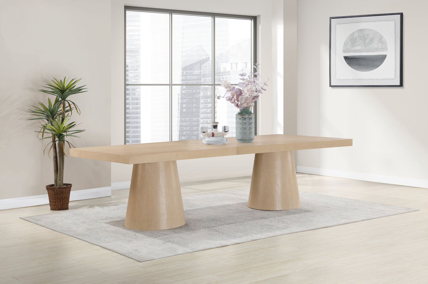 carlyle natural oak veneer dining table (3 boxes)