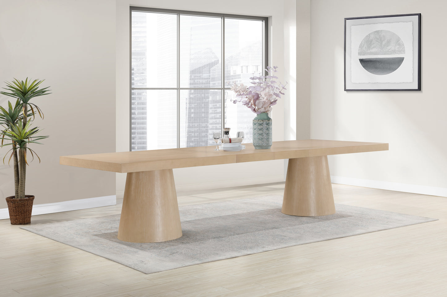 carlyle natural oak veneer dining table (3 boxes)