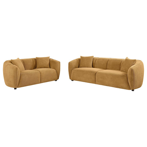 Dayes 2-piece Fabric Upholstered Sofa Set Mustard Yellow