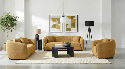 Dayes Fabric Upholstered Sofa Mustard Yellow