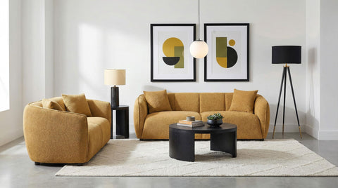 Dayes Fabric Upholstered Loveseat Mustard Yellow