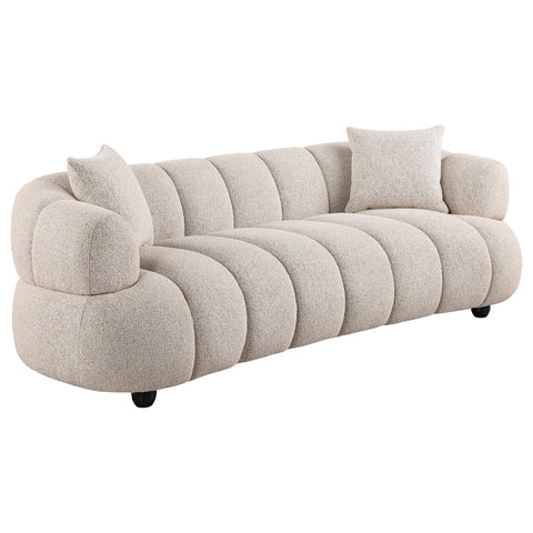 Selma Contemporary Channel Tufted Woven Fabric Upholstered Sofa