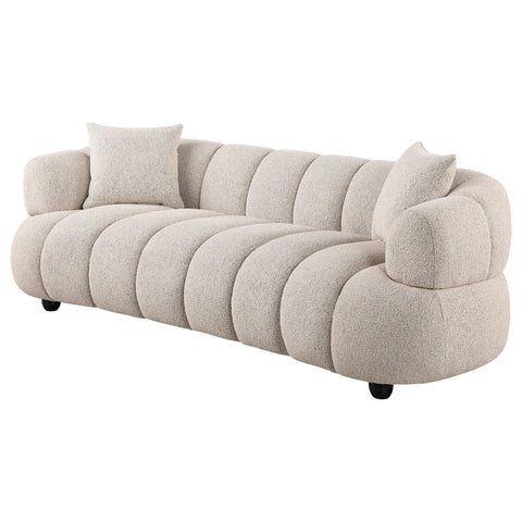 Selma Contemporary Channel Tufted Woven Fabric Upholstered Sofa