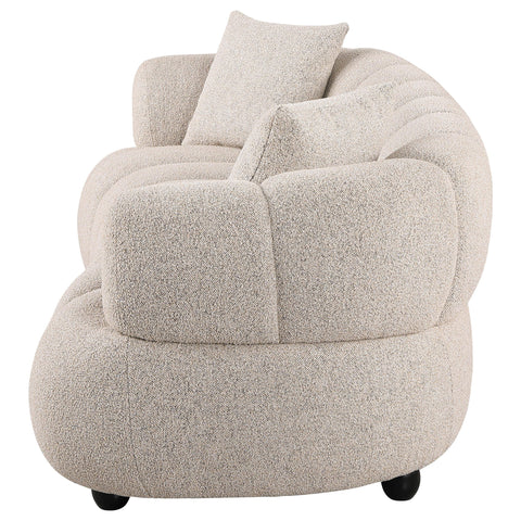 Selma Contemporary Channel Tufted Woven Fabric Upholstered Sofa