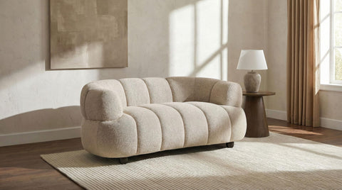 Selma Contemporary Channel Tufted Woven Fabric Upholstered Loveseat