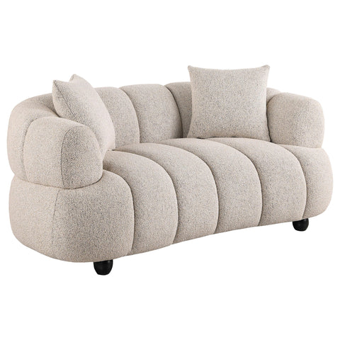 Selma Contemporary Channel Tufted Woven Fabric Upholstered Loveseat