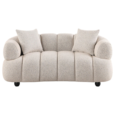 Selma Contemporary Channel Tufted Woven Fabric Upholstered Loveseat
