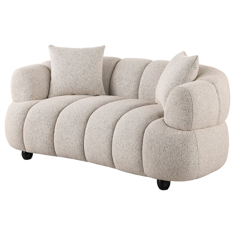 Selma Contemporary Channel Tufted Woven Fabric Upholstered Loveseat