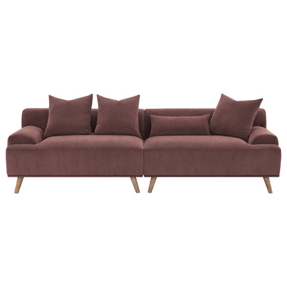Freddie Corduroy Upholstered Extra Long Sofa Wine RedWine